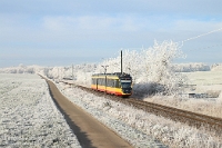 Gefrorener Nebel mit Sonne  Babstadt bot an jenem 23. November 2025 lediglich einen Stundentakt mit AVG-Stadtbahnen. Die inzwischen wieder von DB Regio betriebene Linie Mannheim Hbf - Heilbronn Hbf war auf dieser Strecke aufgrund von Bauarbeiten leider ersatzlos ausgefallen. Schade, denn hier kommen neben 8442 in Landesfarben auch die ursprünglich für die ÖBB vorgesehenen 6442 zum Einsatz. Doch zugegebenermaßen gibt es Momente, in denen es fast egal ist, was fährt - Hauptsache, es fährt überhaupt etwas. Somit bildete  450 972  als DPN 85828 Sinsheim (Elsenz) Hbf - Bad Friedrichshall Hbf den Abschluss meiner frostigen Sonntagstour, ehe wieder Wolken vor die Sonne zogen und der Raureif langsam taute.  Aufnahme vom Hochstativ.
